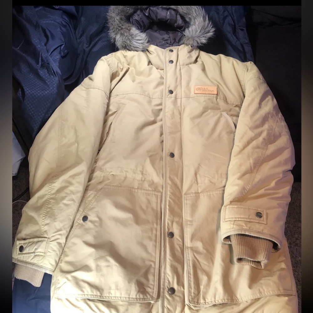 Ecko Unltd Function Heavy Parka Jacket Y2K Vintage Coyote Fur Hood Size Medium